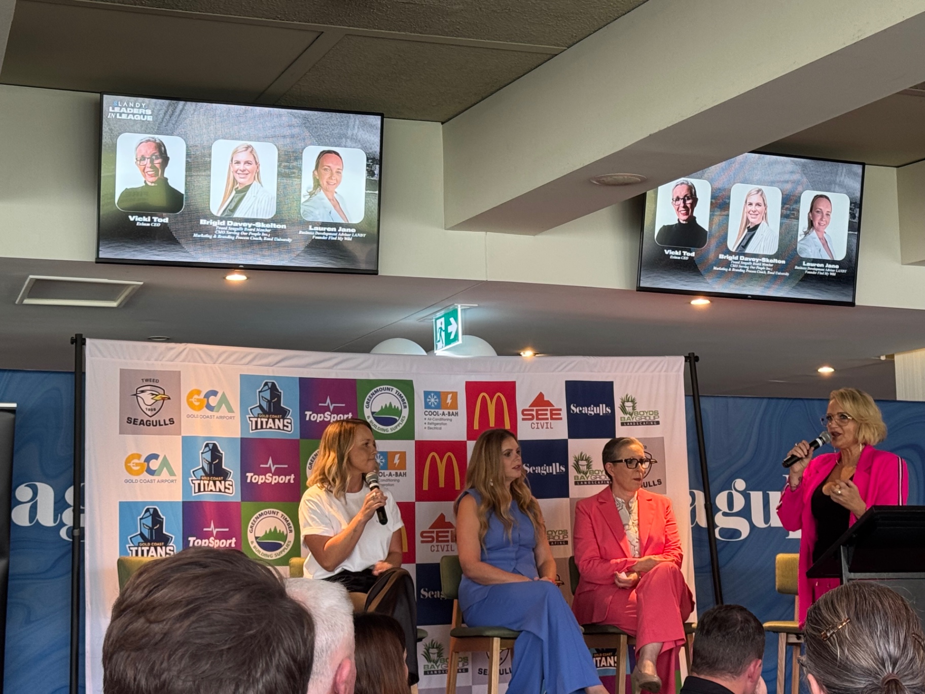 Lauren Jane on the Leaders in League panel at Seagulls