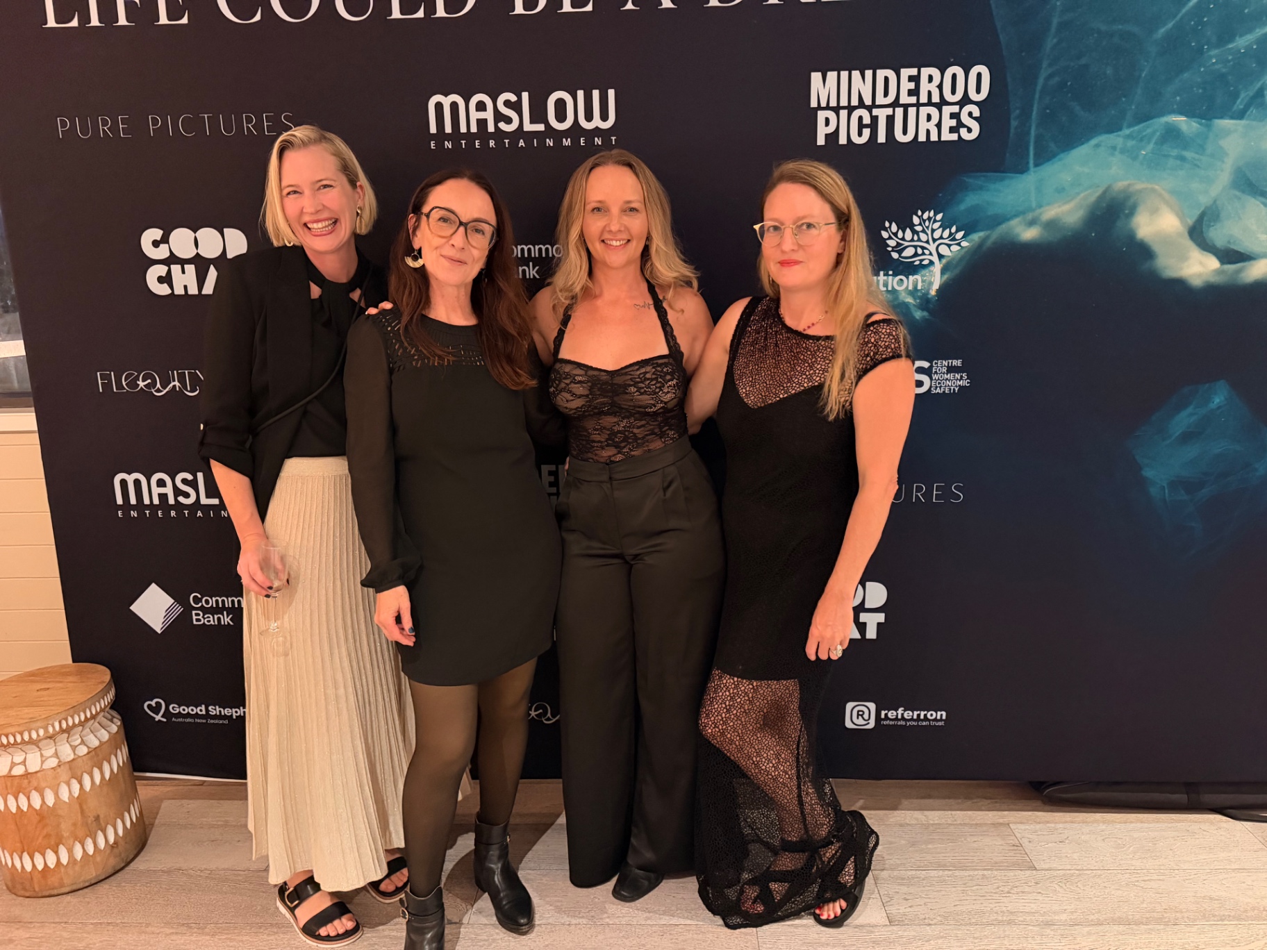 Lauren Jane with the film's producers and writer at the premiere