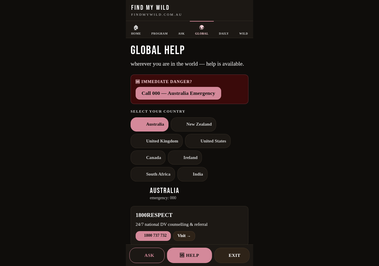 Find My Wild app: Global & local support